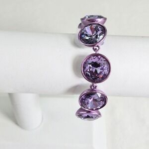 Juicy Couture‎ Purple Gumdrop Round Crystal Pave Rhinestone Toggle Bracelet 7"